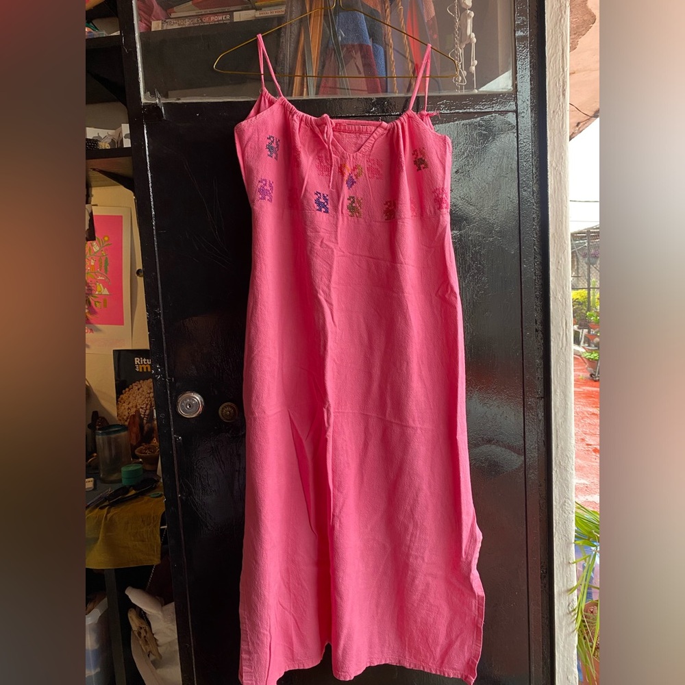 Vintage Pink Handwoven Naturally dyed Dress from Oaxaca